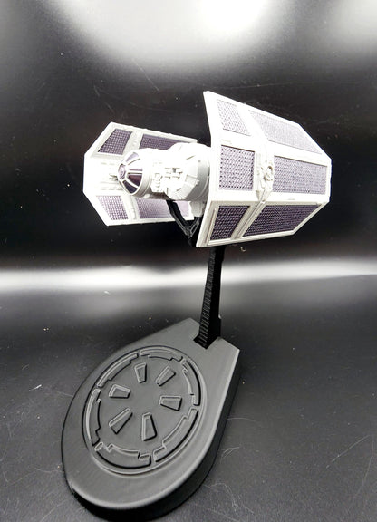 3D Printed Tie Fighters from Star Wars with display base. Fan art