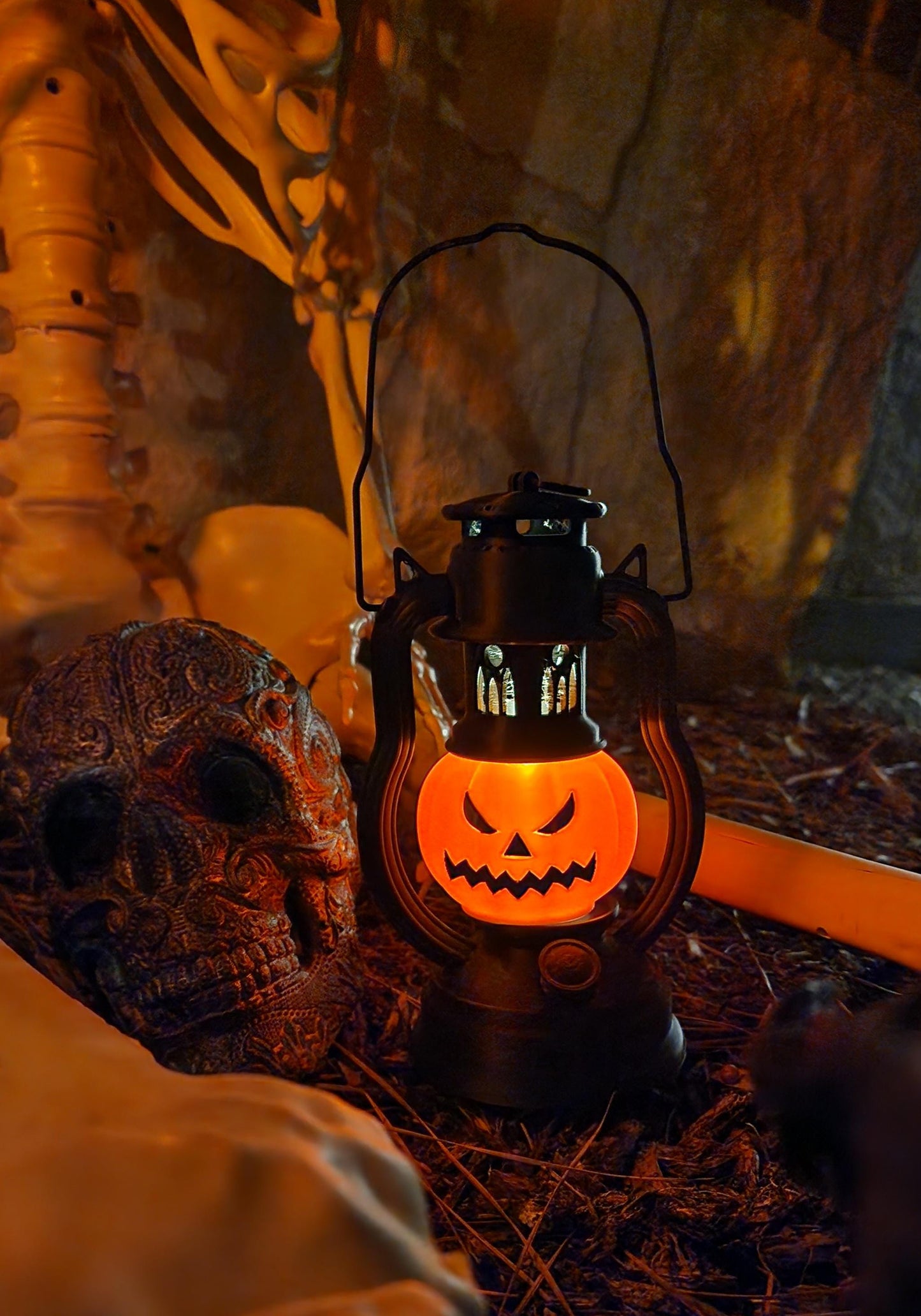 3D printed pumpkin gas light with led candlelight.