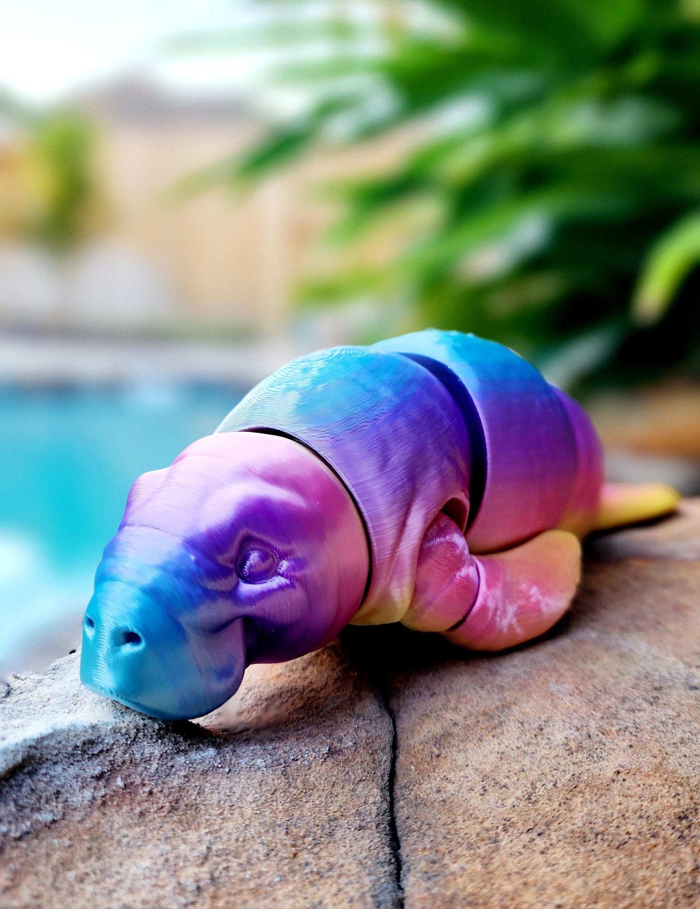 3D printed articulated Manatee fidget, sensory toy, desk toy.