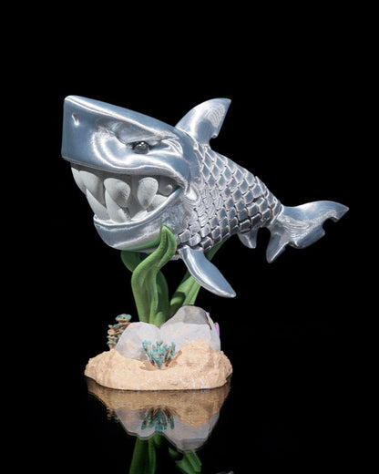 3D printed articulate Great White Shark fidget, sensory toy. Desktop Decoration.