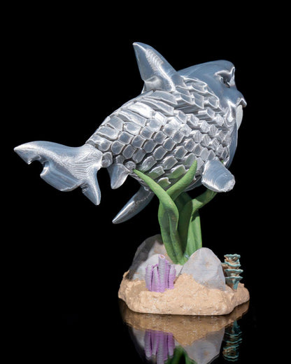 3D printed articulate Great White Shark fidget, sensory toy. Desktop Decoration.