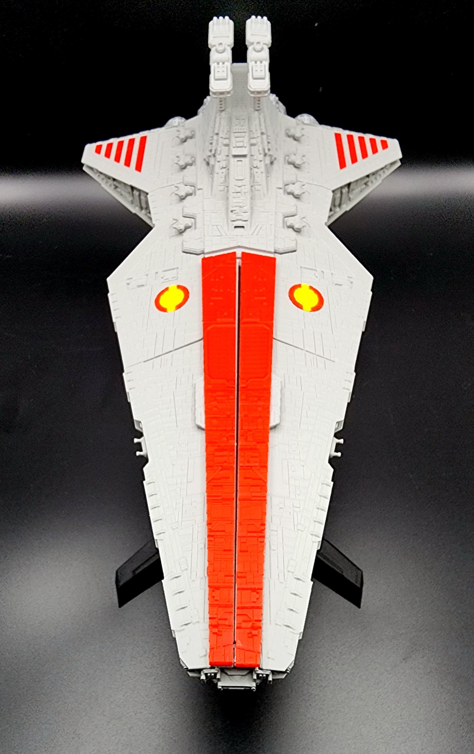 3D printed Venator Class Destroyer with matching display stand. Desktop Decoration, Ornament. Fan art.