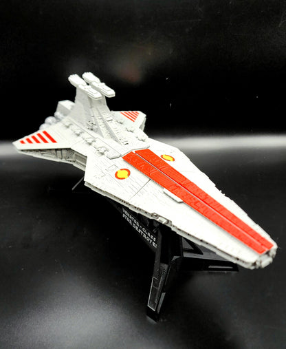 3D printed Venator Class Destroyer with matching display stand. Desktop Decoration, Ornament. Fan art.