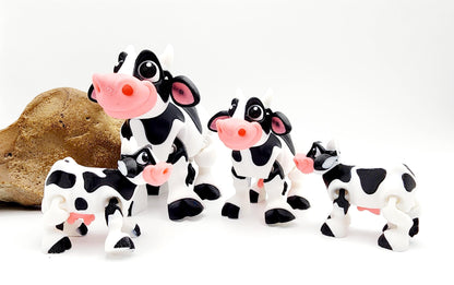 3D printed Milk cow articulated fidget toy. Sensory toy, desk toy.