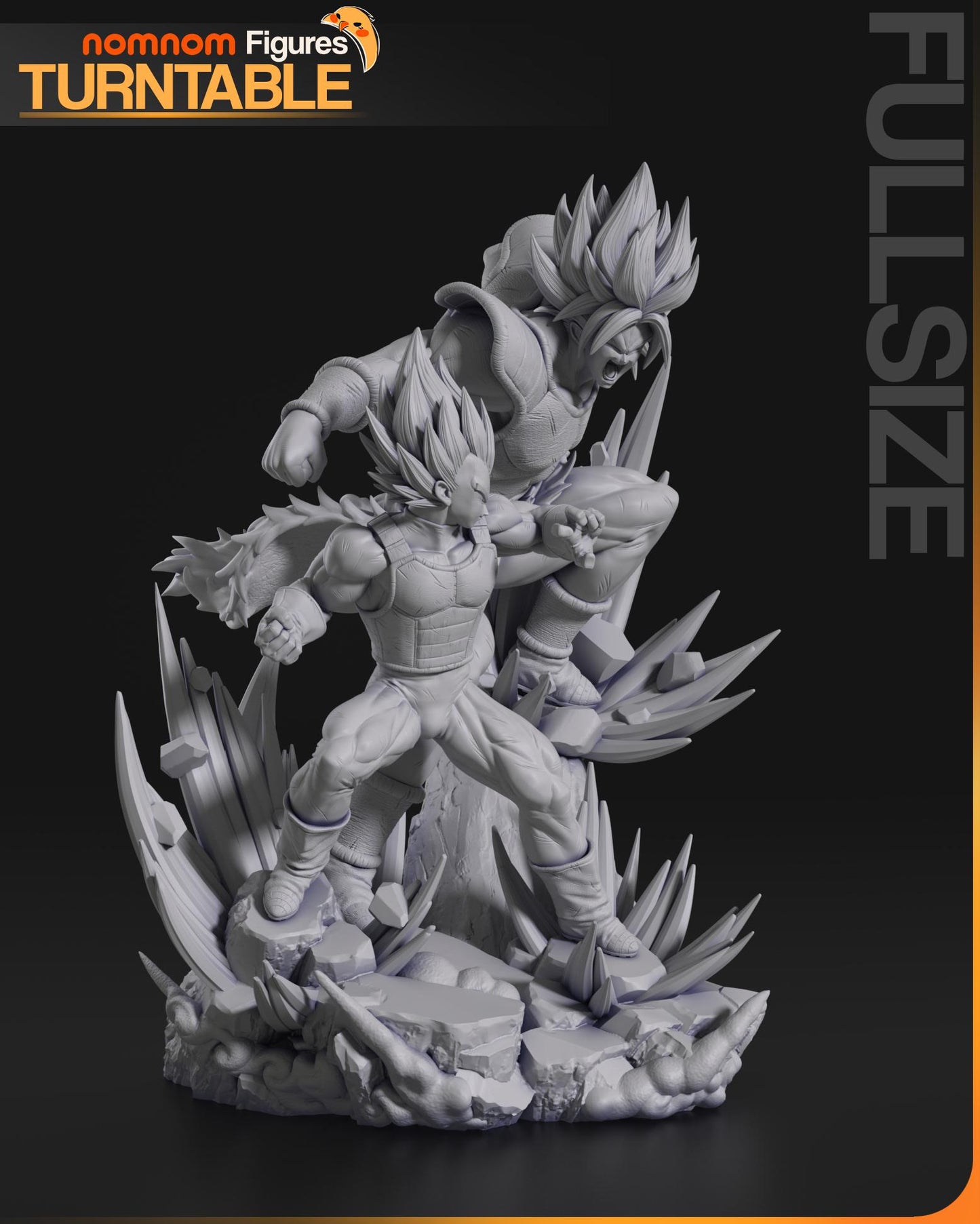 3D 14k resin printed Vegeta vs Broly desktop decoration, diorama, statue.