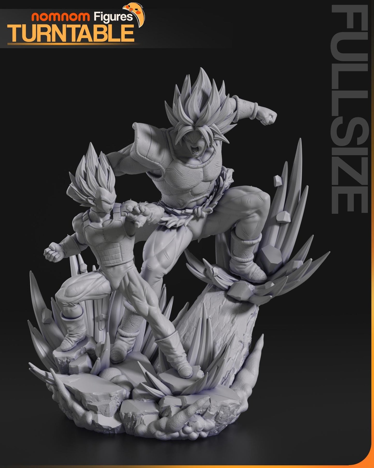 3D 14k resin printed Vegeta vs Broly desktop decoration, diorama, statue.