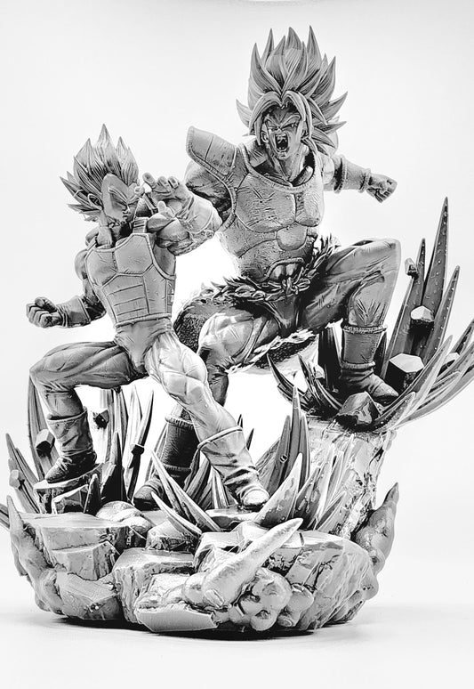 3D 14k resin printed Vegeta vs Broly desktop decoration, diorama, statue.