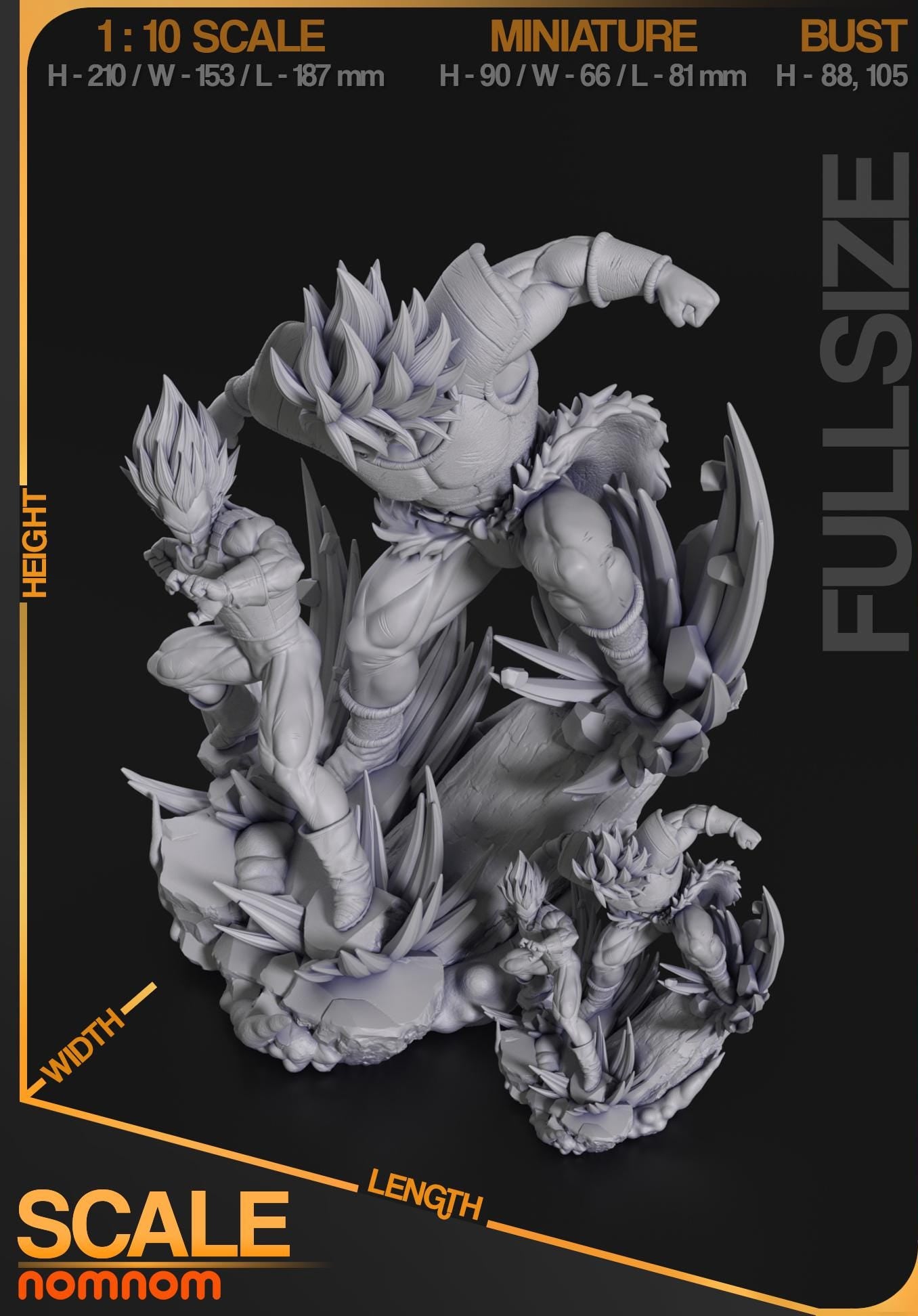 3D 14k resin printed Vegeta vs Broly desktop decoration, diorama, statue.