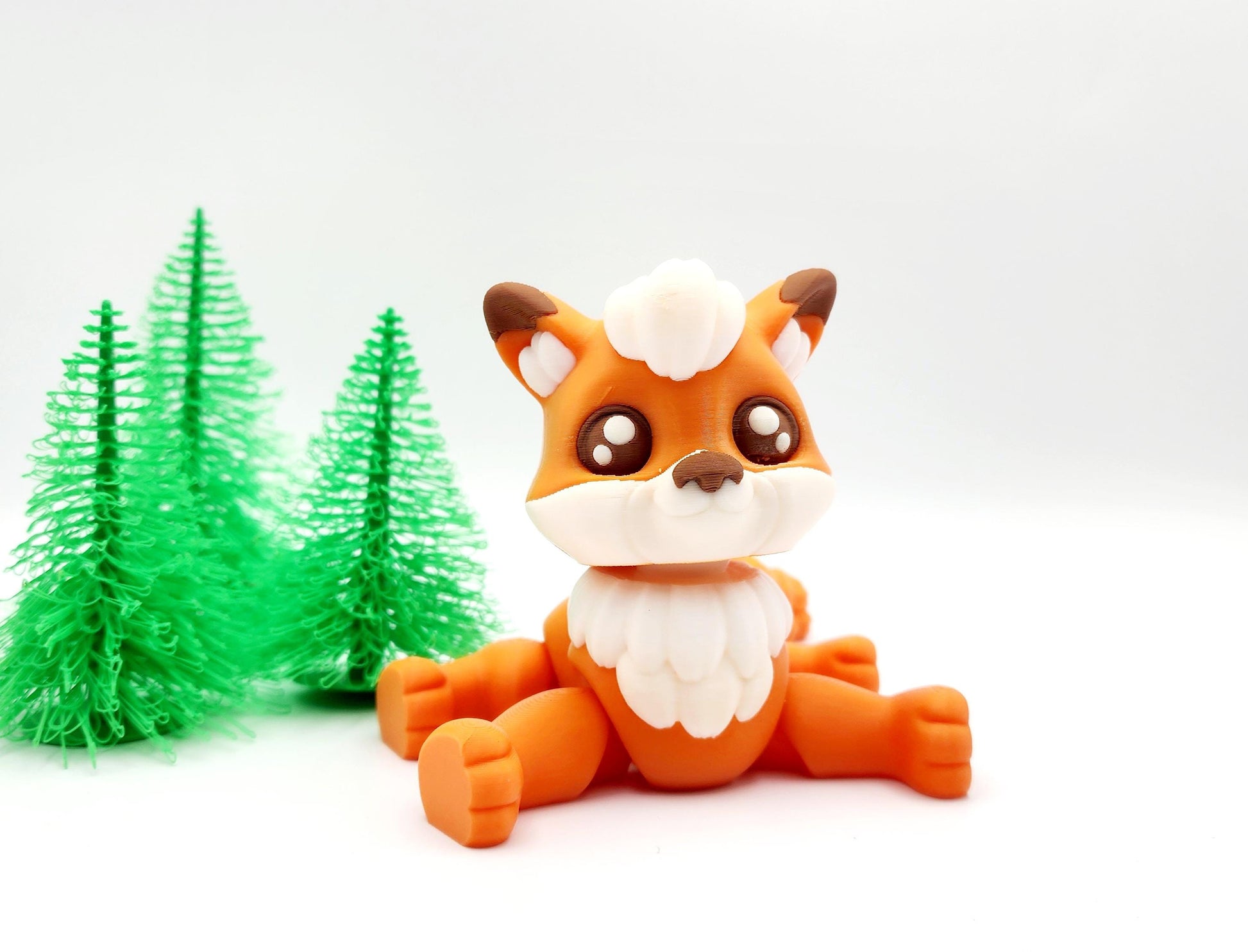 3D printed cute articulate Flexy Fox fidget, sensory toy. Desktop Decoration.