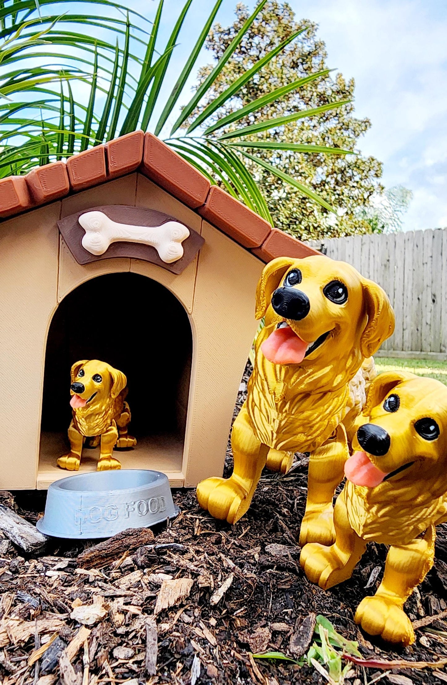 3D printed articulate Golden Retriever fidget, sensory toy.