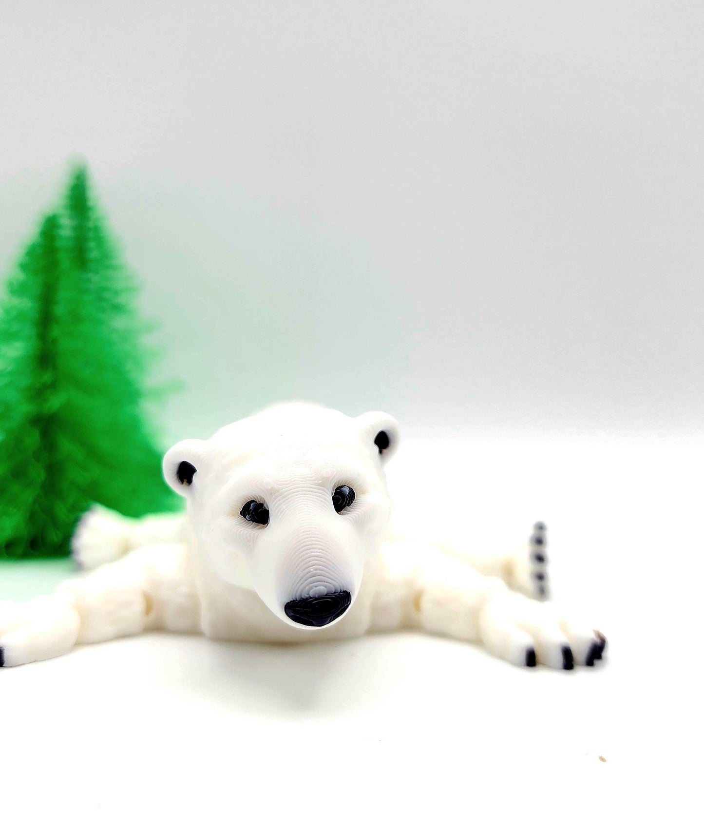 3D printed articulate Polar Bear fidget, sensory toy. Desktop Decoration.