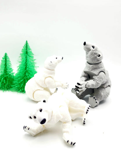 3D printed articulate Polar Bear fidget, sensory toy. Desktop Decoration.