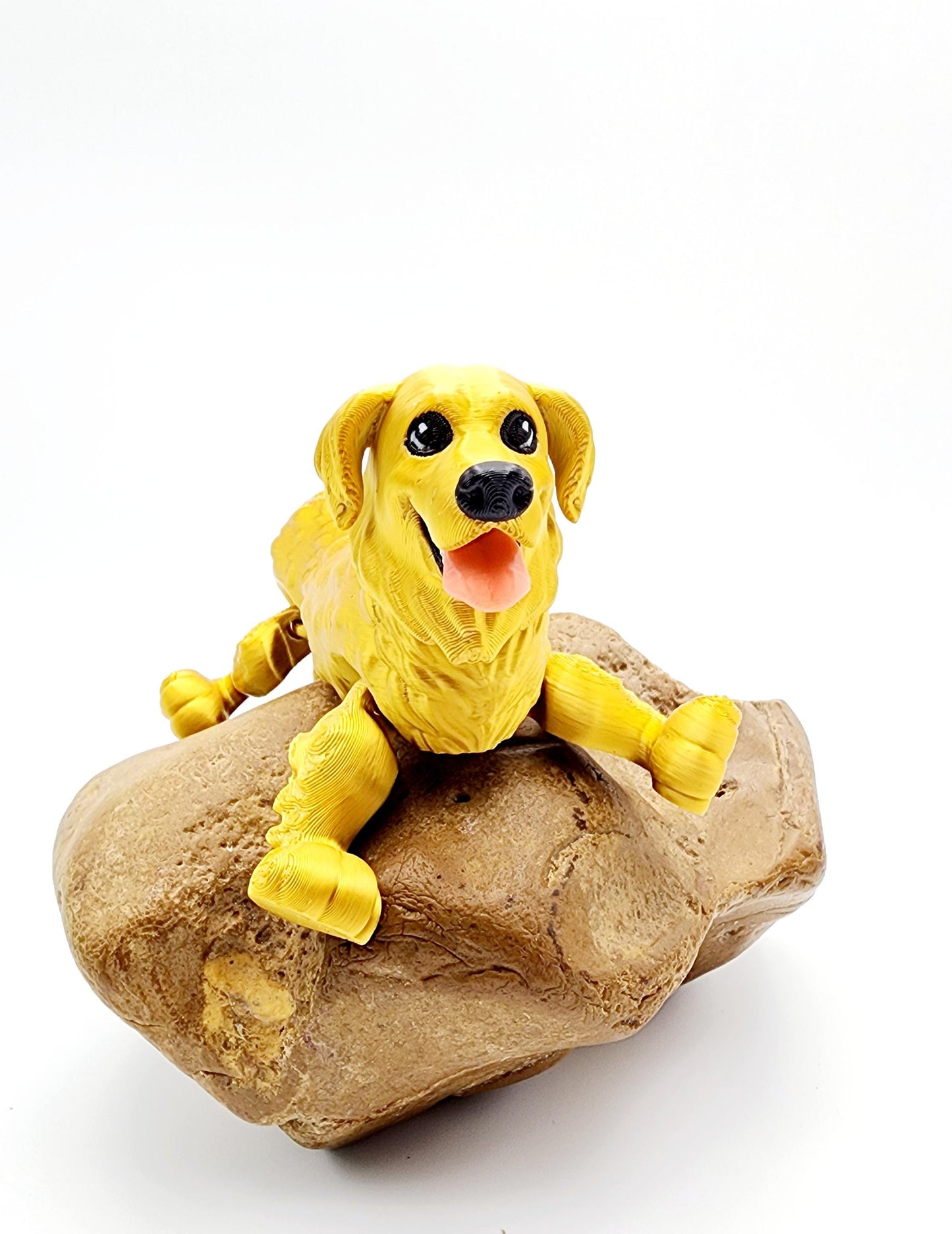 3D printed articulate Golden Retriever fidget, sensory toy.