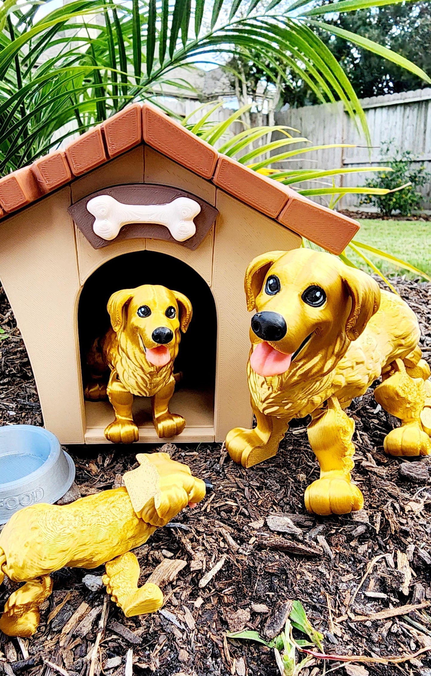 3D printed articulate Golden Retriever fidget, sensory toy.