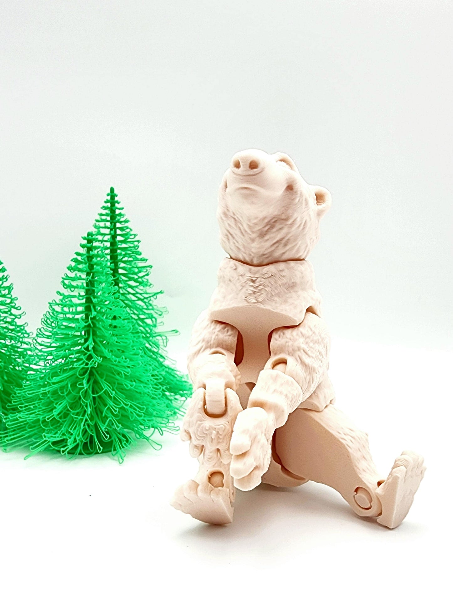 3D printed articulate Polar Bear fidget, sensory toy. Desktop Decoration.