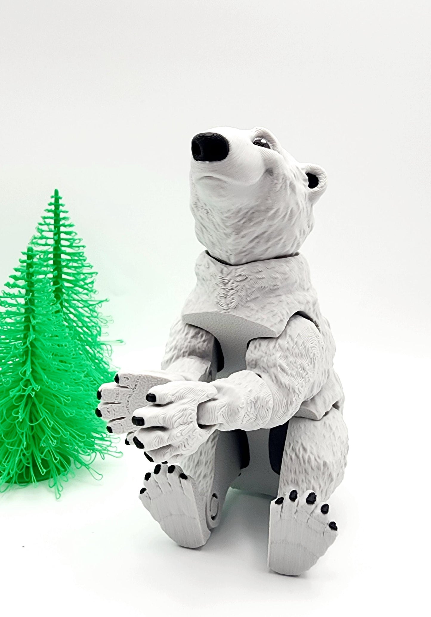 3D printed articulate Polar Bear fidget, sensory toy. Desktop Decoration.