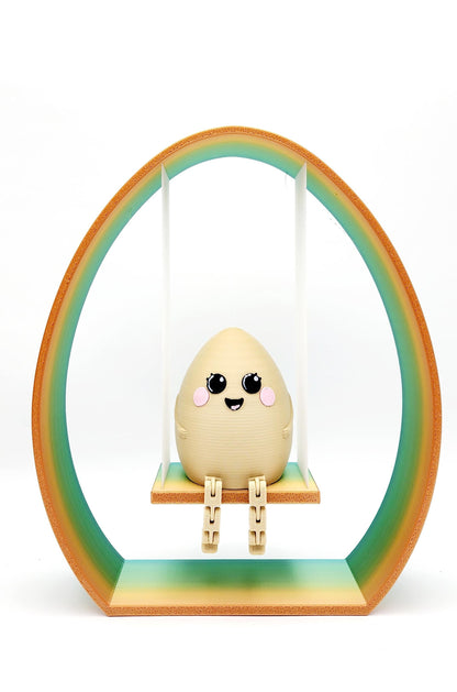 3D printed articulate Smiley easter egg with rainbow Swing.