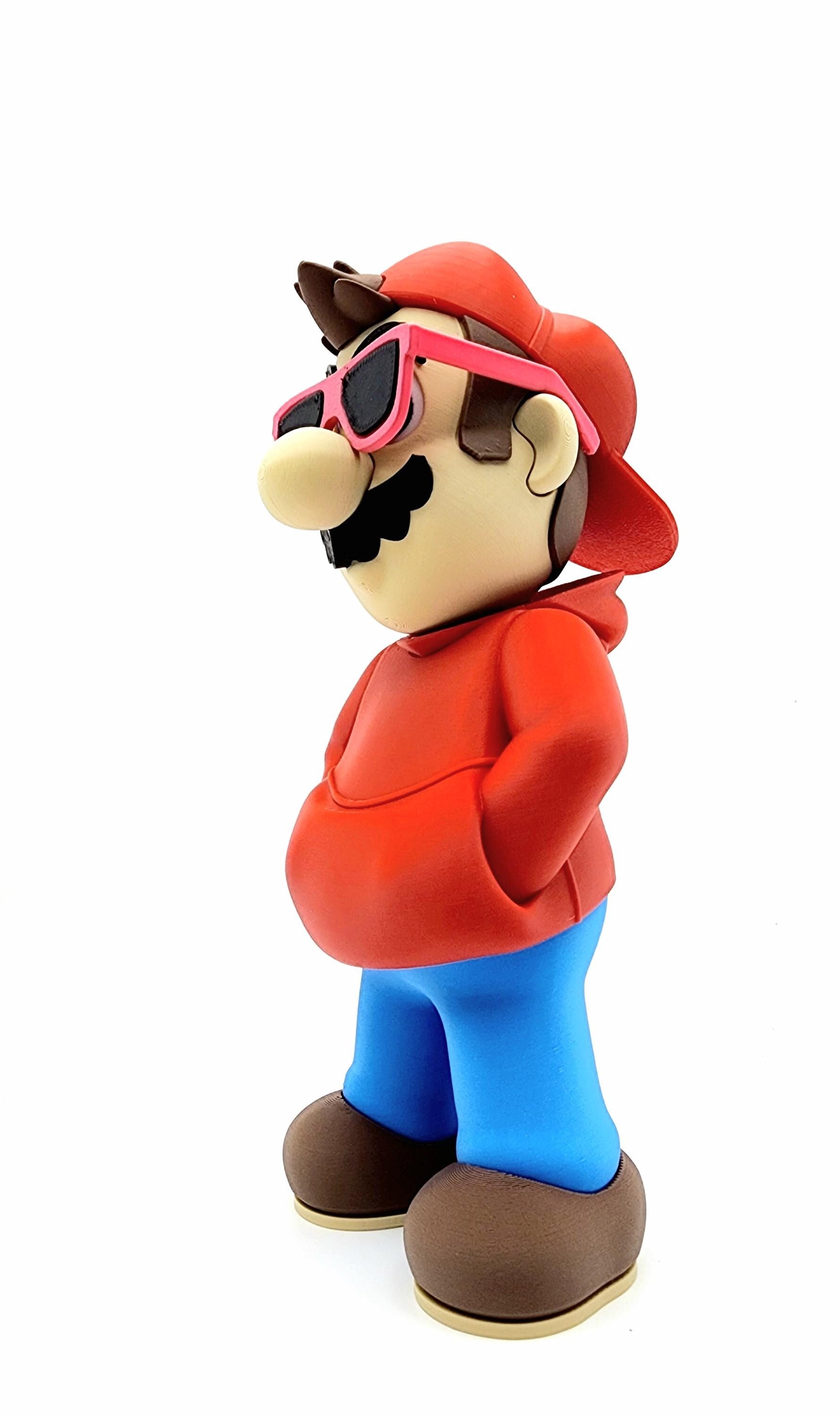 3D printed "Chilled" Mario action figure, statue, desktop decoration.