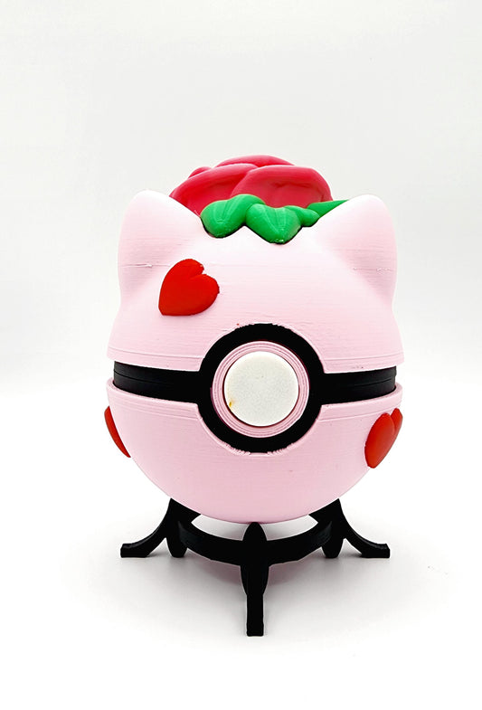 3D printed Rose Balbasaur Pokeball, Desktop Decoration, Container.