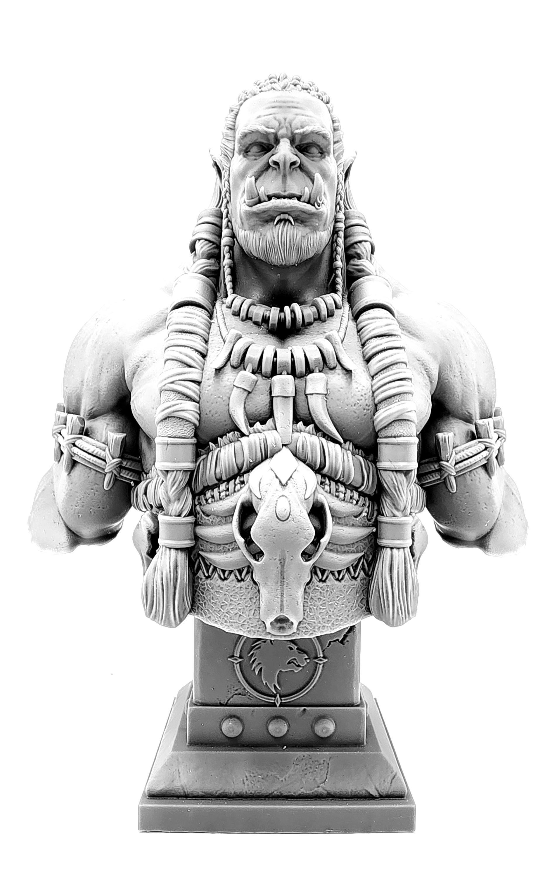 3D 14k resin printed Durotan bust. Desktop Decoration.