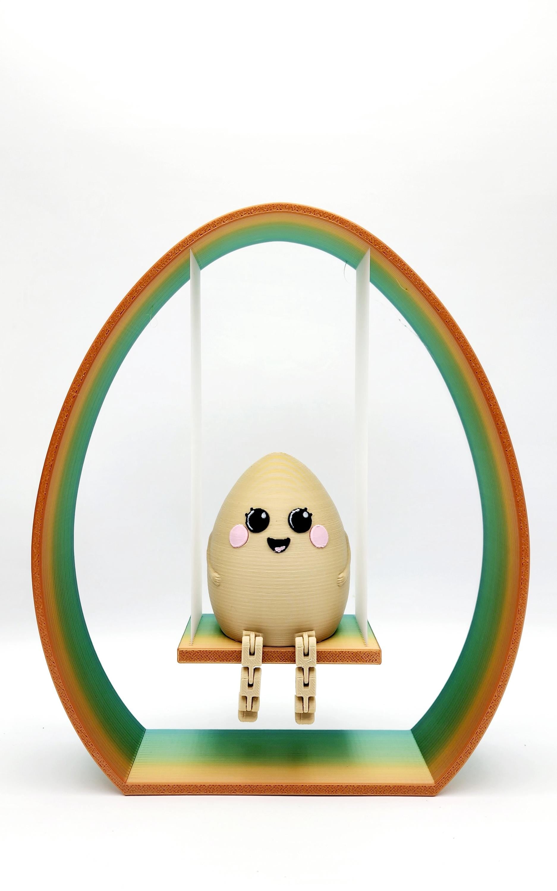 3D printed articulate Smiley easter egg with rainbow Swing.