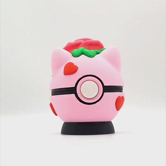 3D printed Rose Balbasaur Pokeball, Desktop Decoration, Container.