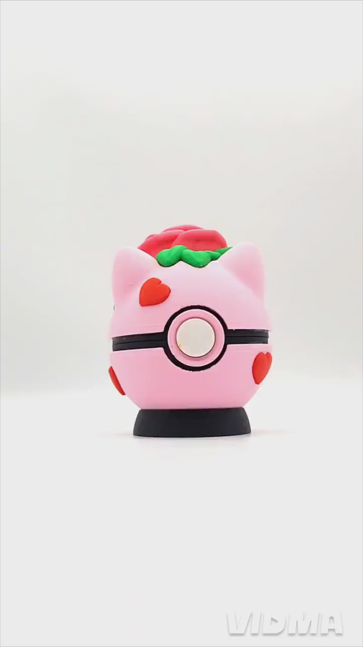 3D printed Rose Balbasaur Pokeball, Desktop Decoration, Container.