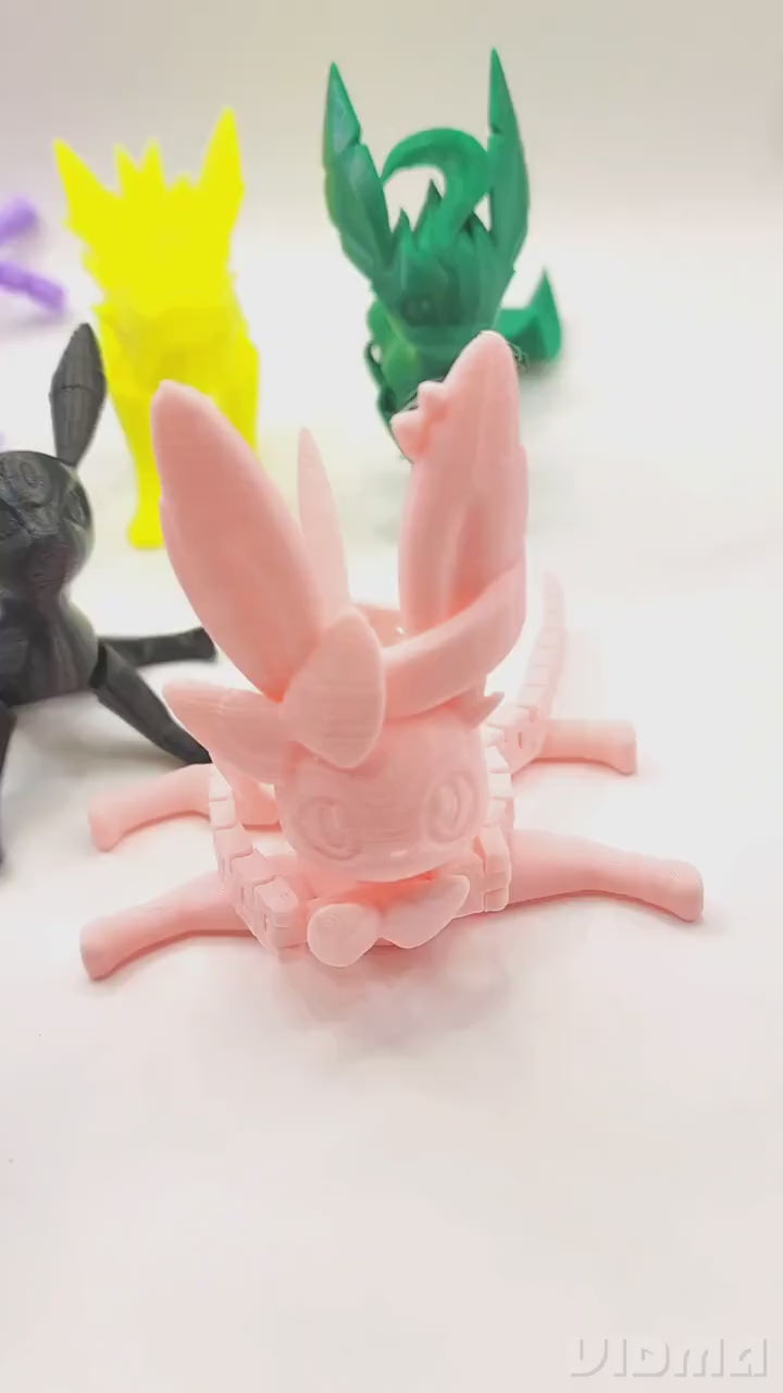 3D printed eeveelution series. Articulated, fidget toy.